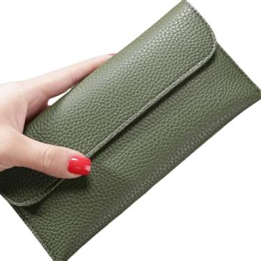 Imagem de Carteira longa feminina elegante, design minimalista em estilo envelope, fácil de abrir e fechar, toque suave, durável, várias cores modernas, transporte diário conveniente LOW30