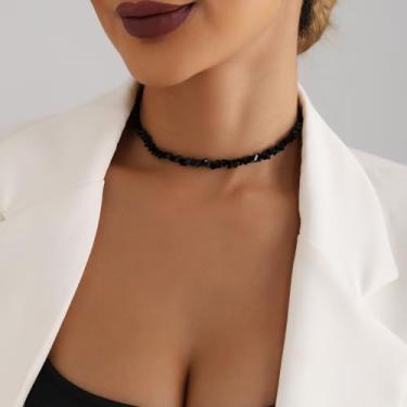 Imagem de Colar feminino com contas pretas boêmias, zircônia cúbica, cristais curativos, amizade, presentes de dia dos namorados, Medium, Latão, Sem Pedra Preciosa