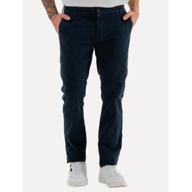 Imagem de Calça King & Joe Sarja Masculina Slim Plaid Azul Marinho, 44