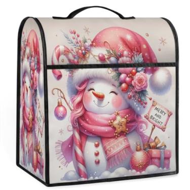 Imagem de Capa de misturador rosa para boneco de neve de Natal para batedeira de 6 a 8 litros de auxílio de cozinha resistente à poeira capas protetoras de armazenamento capas de eletrodomésticos para máquina