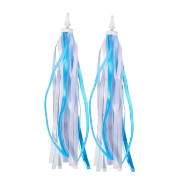 Imagem de Dynwave 2x Fitas Decorativas para Guidão de Bicicleta Infantil com Borlas - Fáceis de Instalar - Ideais para Ciclismo ao Ar Livre, Azul