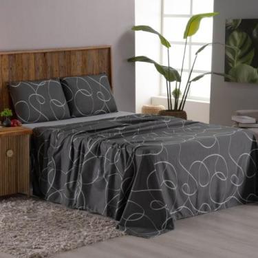 Imagem de Jogo de lençol queen 4 peças estampado micropercal 400 fios macio - sh