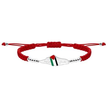 Imagem de Oneress Pulseira da Palestina, joia de igualdade, feita à mão, bandeira árabe, pulseira com contas, amizade mundial, ajustável, unissex, joias YS6282, Cultural Jewelry, Aço inoxidável, Sem Pedra