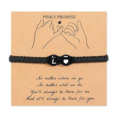 Imagem de choice of all Pulseiras com iniciais para mulheres e homens, pulseiras trançadas ajustáveis com letra A-Z para meninas adolescentes, coração, irmã, filha, mãe, joias de amizade para aniversário, Natal, outro, outro