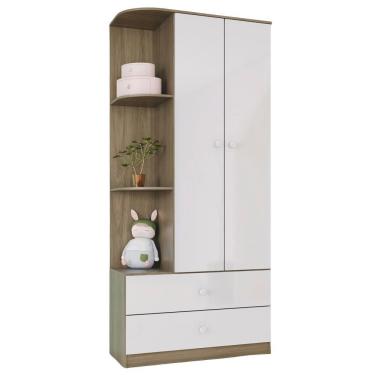 Imagem de Guarda Roupa Infantil 2 Portas 2 Gavetas 181x80 Cm Labirinto Rustico Branco Henn