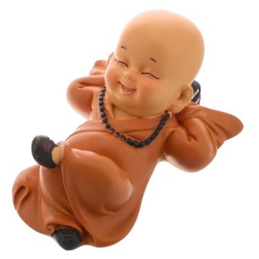 Imagem de Luxshiny Cute Buddha Monk Dashboard Ornament for Car Interior Decor Playful Resin Figurine Easy to Install Charming Home and Office Decoration for Bonsai Display