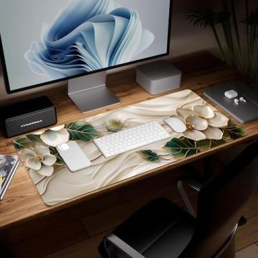 Imagem de Tapete de mesa de bola de couro, mouse pad de arte colorida grande teclado de computador para jogos mousepad à prova d'água protetor e capa de mesa, tapete de mouse decorativo de couro PU para laptop