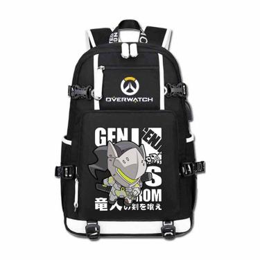 Imagem de Mochila Overwatch Genjis Cartoon Kids School 30x15x47cm