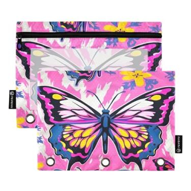 Imagem de Wassud Pacote com 2 pastas de fichário de borboleta colorida, pastas de bolso com 3 furos, organizador de fichários para casa, escritório