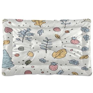 Imagem de Wassud Cama de cachorro desenhada à mão com elementos florestais para cães pequenos, tapete lavável para animais de estimação, cama de gato para dormir, viagens, 45 x 61 cm