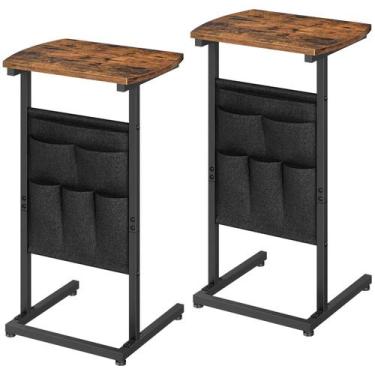 Imagem de Mesa final em forma de C HOOBRO, conjunto de 2 com bolsa de armazename
