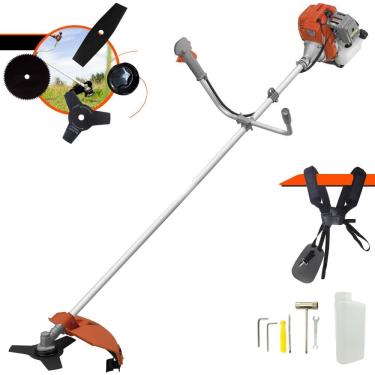 Imagem de Roçadeira Aparador de Grama À Gasolina Tekna RL520ACG2 52cc 2HP 2T Completa Com Carretel de Nylon + Faca 2 Pontas + Faca 3 Pontas + Faca 80 Dentes