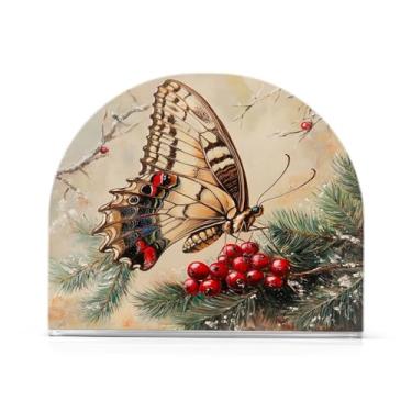 Imagem de CEBUGI Porta-guardanapos para mesas porta-guardanapos de acrílico borboleta com asas ornamentadas suporte de guardanapos de papel para decoração de festa de jantar de cozinha