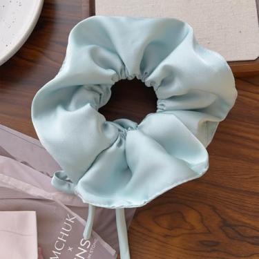 Imagem de 1 pç faixa de cabelo com laço longo elástico doce flores faixa de cabelo amarrado corda de cabeça feminina rabo de cavalo acessórios de cabelo, 13 cm (verde)