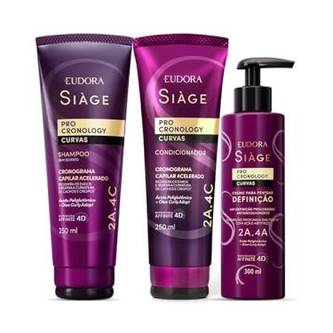 Imagem de Combo Siàge Pro Cronology Curvas: Shampoo 250ml + Condicionador 250ml + Creme para Pentear Definição 300ml
