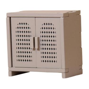 Imagem de Dynwave Miniatura de móvel para casa de bonecas em escala 1:12, mini armário de armazenamento, ornamento de madeira, artesanato para decoração de loja e, Cinza Verde