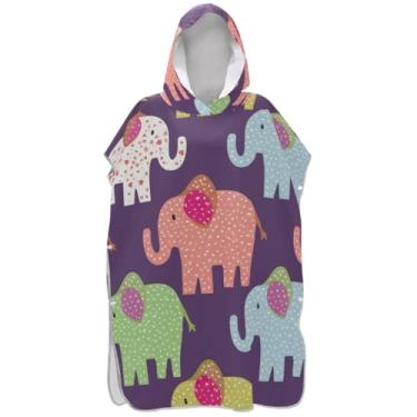 Imagem de Joisal Lindo elefante roxo poncho de surfe para adultos trocador de roupa de praia com capuz toalha de banho plus size ponchos femininos com capuz
