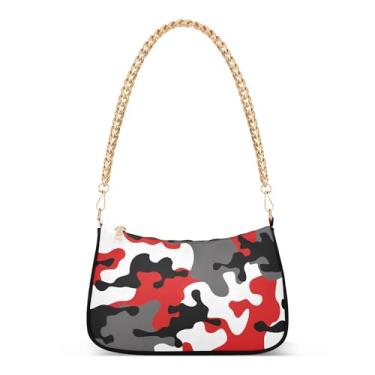 Imagem de Bolsa feminina camuflada, rosa, camuflada, Hobo, bolsa de ombro feminina, Camuflagem vermelha cinza