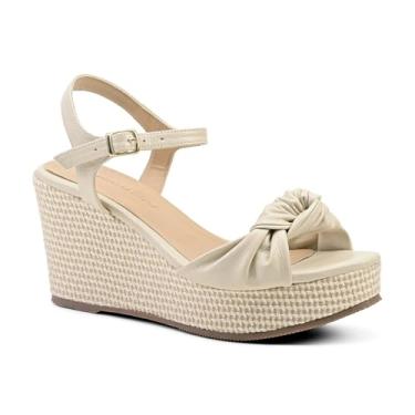 Imagem de Sandália Anabela Off Salto Médio Couro Legítimo Solado PU Super Leve Sola TR Macia (BR, Adulto, Numérico, M, 39)