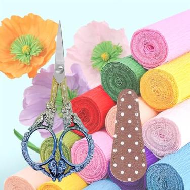 Imagem de Tesoura de ponto de agulha de 11 cm com capa de couro PU, projetada para projetos de bricolagem feminina, bordado e artesanato, pequenas lâminas de aço inoxidável para corte de linha de tecido