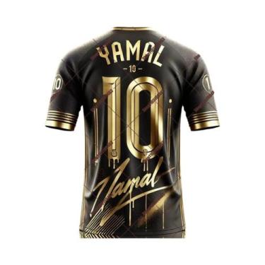 Imagem de Camisa De Futebol Masculina Preta E Dourada Com Graffiti AI, Manga Cur