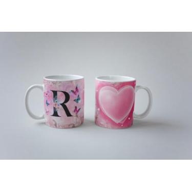 Imagem de Caneca Alfabeto Borboleta Porcelana 325ml Personalizada (R)