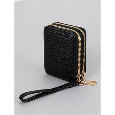 Imagem de Carteira feminina com porta-cartões, estilo acordeão, bloqueio RFID, couro PU, carteira com zíper de grande capacidade