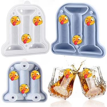 Imagem de Hoolerry Formas de cubos de gelo inovadoras formas engraçadas de silicone para fazer bolas de gelo com tampa para coquetéis de uísque, suco, bebidas, acessórios de artesanato, presentes (azul, 6 x 14