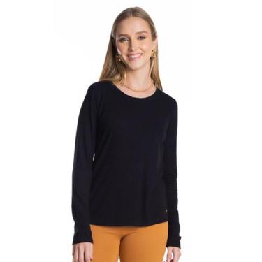 Imagem de Blusa Manga Longa Canelada Rovitex Preto, M, Preto