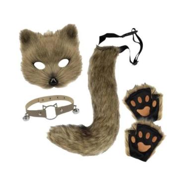 Imagem de Conjunto De Fantasia Para Meninas E Mulheres Com Máscara De Pelúcia De