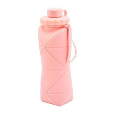 Imagem de Copo de água dobrável de silicone, portátil e extensível, adequado para esportes ao ar livre e viagens, copo de água fácil de transportar (rosa)