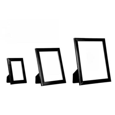 Imagem de Kit Dois Porta Retratos em Aço Inox E Vidro Luxo 20x25cm | Para Decorar Parede, Mesa, Lembranças Familiares e Presentes para Formatura/Casamento(2unds-Preto de Metal,15cmx20cm)