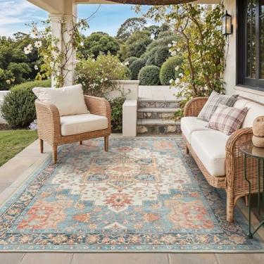 Imagem de GENIMO Tapete para área externa e interna, 1,8 m x 20,3 cm, impermeável, não cai, fácil de limpar, tapete boho para pátio, sala de estar, varanda, sala de jantar, trailer, deck, quarto, acampamento