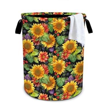 Imagem de Cesto de lavanderia de girassóis, cesto de lavanderia, dobrável, organizador de balde de roupas, 40 x 40 cm, para lavanderia/quarto/banheiro