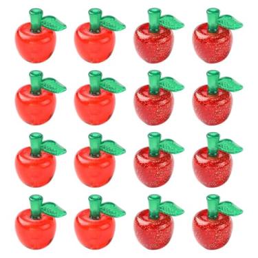 Imagem de LiQunSweet 20 peças, 2 estilos, contas de acrílico vermelhas em forma de maçã 3D contas espaçadoras de frutas para joias faça você mesmo, pulseira, colar, brinco, artesanato, bolsa, telefone, chaveiro