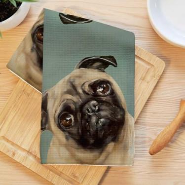 Imagem de Toalhas de cozinha vintage com retrato de cachorro, pano de prato absorvente decorativo caprichoso de microfibra, toalha de chá, toalhas de mão macias de waffle para decoração de casa de banho