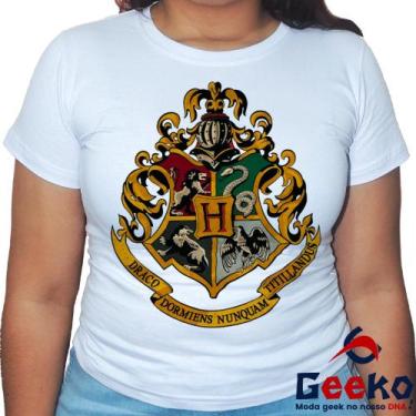 Imagem de Baby Look Hogwarts 100% Algodão Harry Potter Blusa Feminina All Geek, 