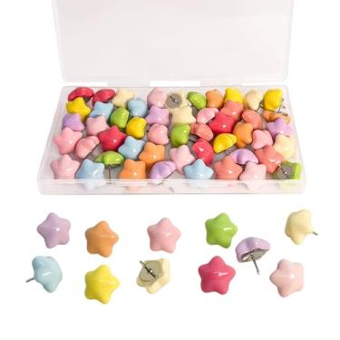 Imagem de 50 peças de pinos de estrela, pinos fofos, tachinha decorativa para quadro de avisos, notas de fotos, artesanato faça você mesmo, placa de cortiça macia, reutilizável e divertida decoração de parede.