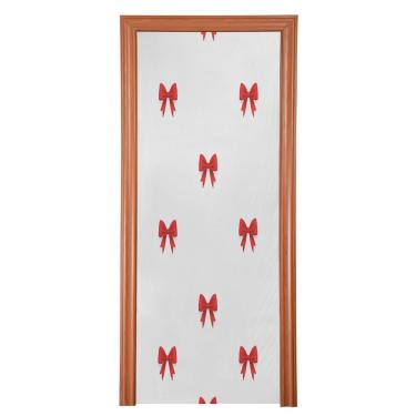 Imagem de ATTX Capa de porta da frente com laços vermelhos - Decoração de férias de tecido elástico lavável para festas, casa, decoração de porta da frente, 874 x 98 polegadas (874)
