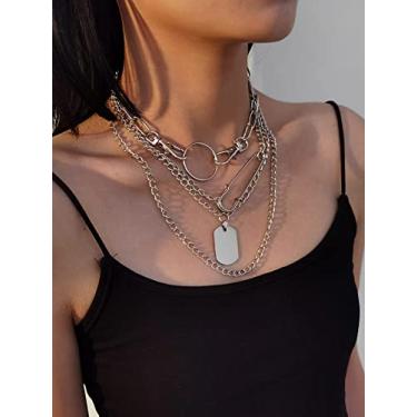 Imagem de Colar em camadas, design metálico em camadas, joias elegantes, presentes de amizade, Medium, Latão, Sem Pedra Preciosa