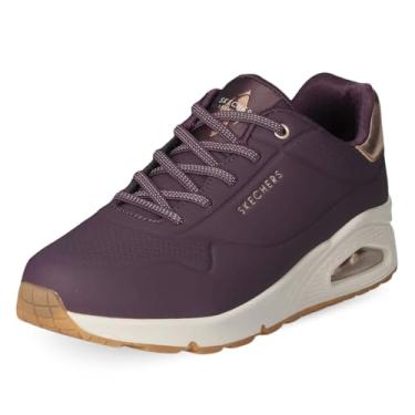 Imagem de Skechers Uno - Shimmer Away Tênis feminino, Durabuck rosa Duraleather M roxo escuro, 41