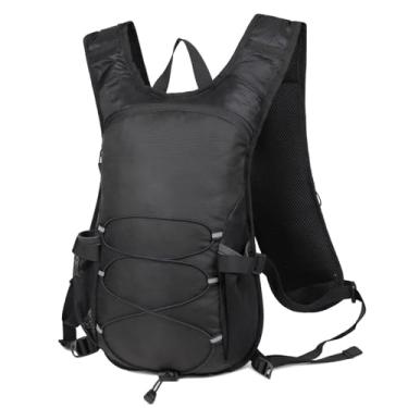 Imagem de Mochila de hidratação respirável Ainoli Mochila de bexiga de água reflexiva de nylon para ciclismo e corrida (Preta)