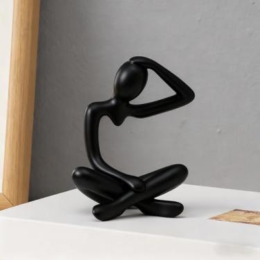Imagem de Estátua de pensador abstrato, estátua de escultura abstrata minimalista branca, decoração de arte moderna para decoração de mesa de escritório em casa (estilo preto C)