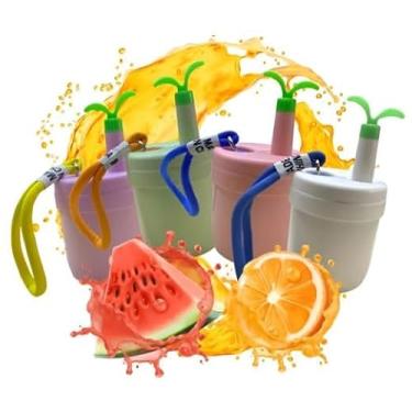 Imagem de Copo Térmico Infantil Com Tampa Alça E Canudo 400 Ml (Rosa)