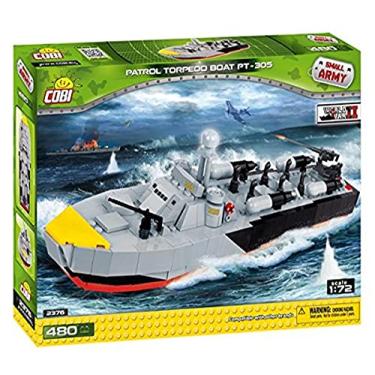 Imagem de Barco Militar Patrulha Blocos para Montar com 480 Peças Cobi Blocos de Montar Cinza