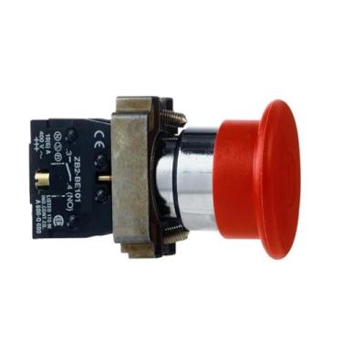 Imagem de Ø Botão de aperto tipo bloqueio 22, vermelho, diâmetro da cabeça do cogumelo Ø 40, de acordo com a redefinição XB2BT42 XB2BT42C = ZB2BZ102C + ZB2BT4C