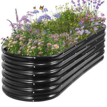 Imagem de Permade Cama de jardim elevada galvanizada ao ar livre - canteiros elevados para jardinagem | Caixa de plantador de metal, kit de cama de jardim elevado de aço com bordas de segurança e luvas para