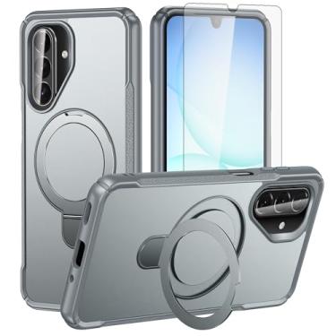 Imagem de Capa de celular para Samsung Galaxy A16/A17/A26 5G capa magnética com protetor de tela de vidro temperado e suporte híbrido à prova de choque anel rígido A 16 17 26 16A 17A 26A 4G SM-A166U feminino