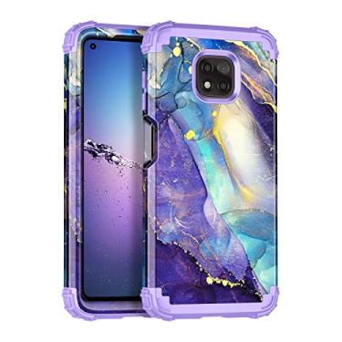 Imagem de Rancase Capa compatível com Moto G Power 2021, três camadas de proteção resistente à prova de choque de plástico rígido + capa protetora de borracha de silicone macio para Motorola G Power 2021, roxa
