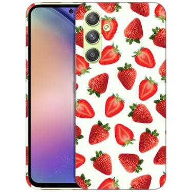 Imagem de GlamCase Capa para Samsung Galaxy A54 5G, Samsung Galaxy A54 5G - Design padrão de morango impresso fino e elegante bonito plástico rígido capa protetora para telefone traseira/capa para Samsung A54